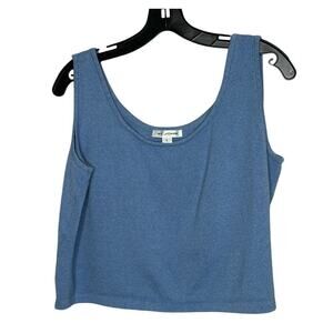 St. John Santana Knit Stretchy Light Blue Cropped Tank Top Size Large